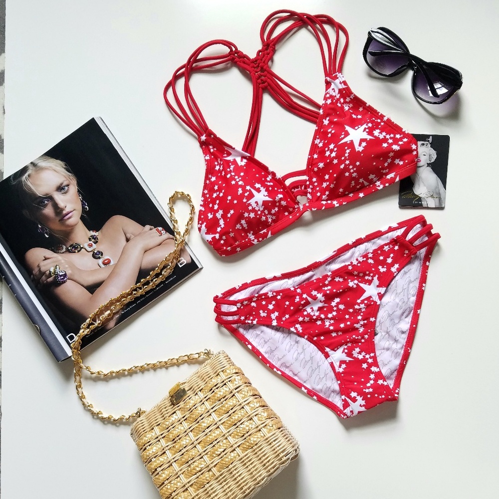 Marilyn Monroe Red Two Piece Swim Set Medium